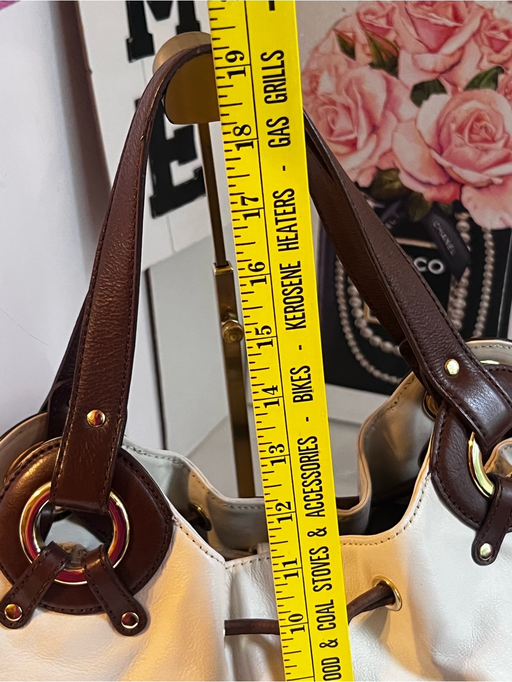 Michael Kors Cream and Brown Leather Shoulder Bag - Picture 7 of 14